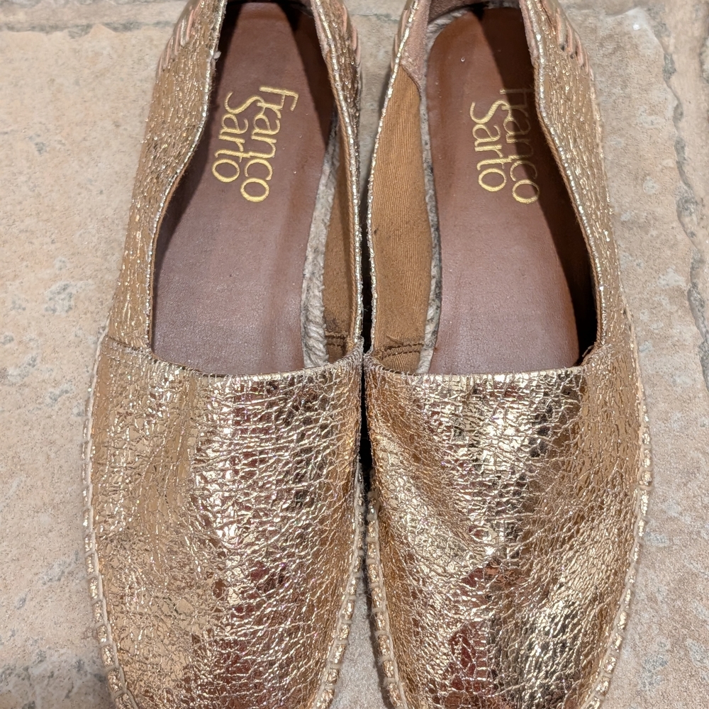Franco Sarto Metallic Gold Slip-On Flats